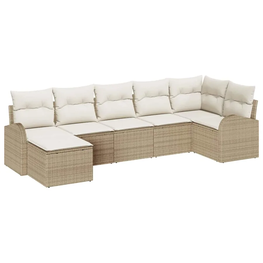 Ensemble de canapé de jardin 7 pcs Beige Poly rotin - 2