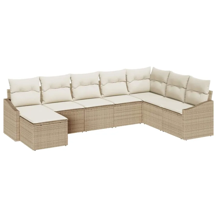Ensemble de Canapés avec coussin 8 pcs Beige polyrotin - 2