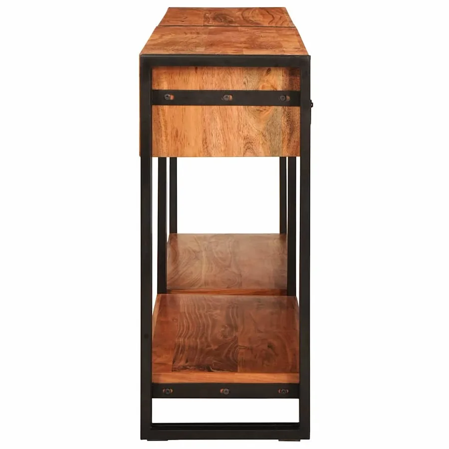 Tables console avec tiroir 2 pcs Marron Bois d'Acacia Massif - 5