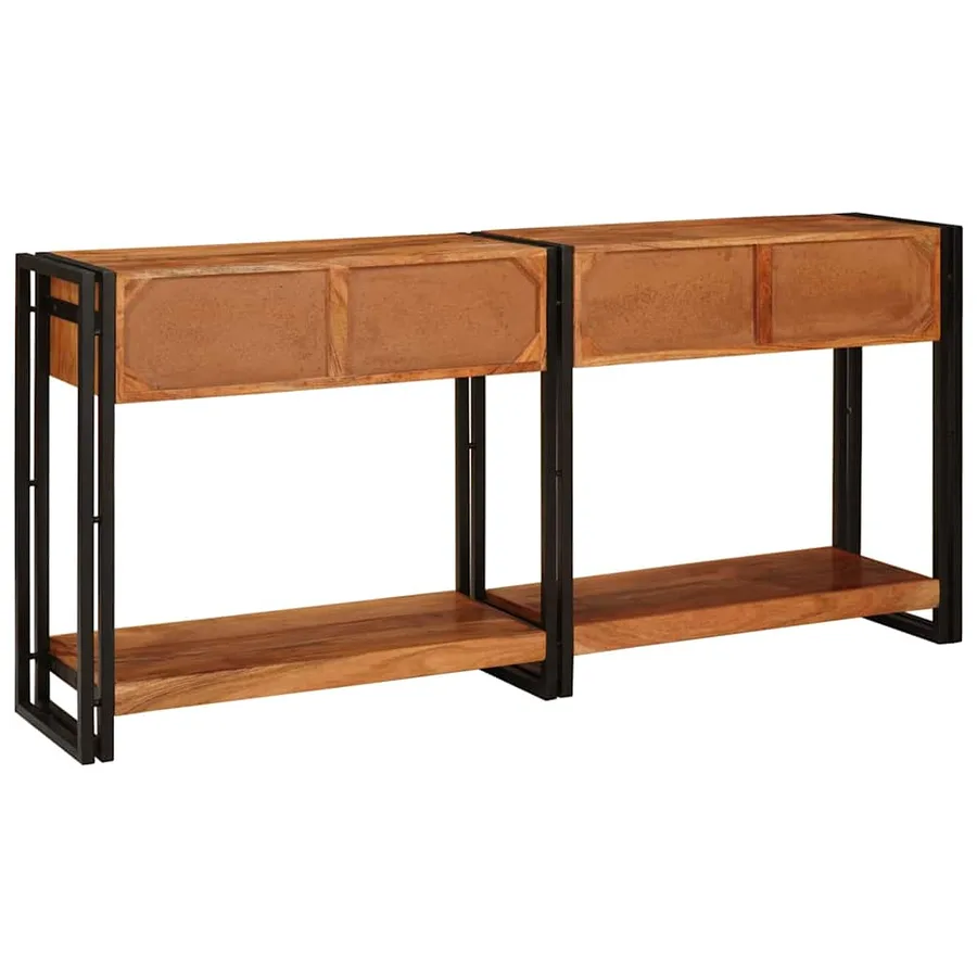 Tables console avec tiroir 2 pcs Marron Bois d'Acacia Massif - 6