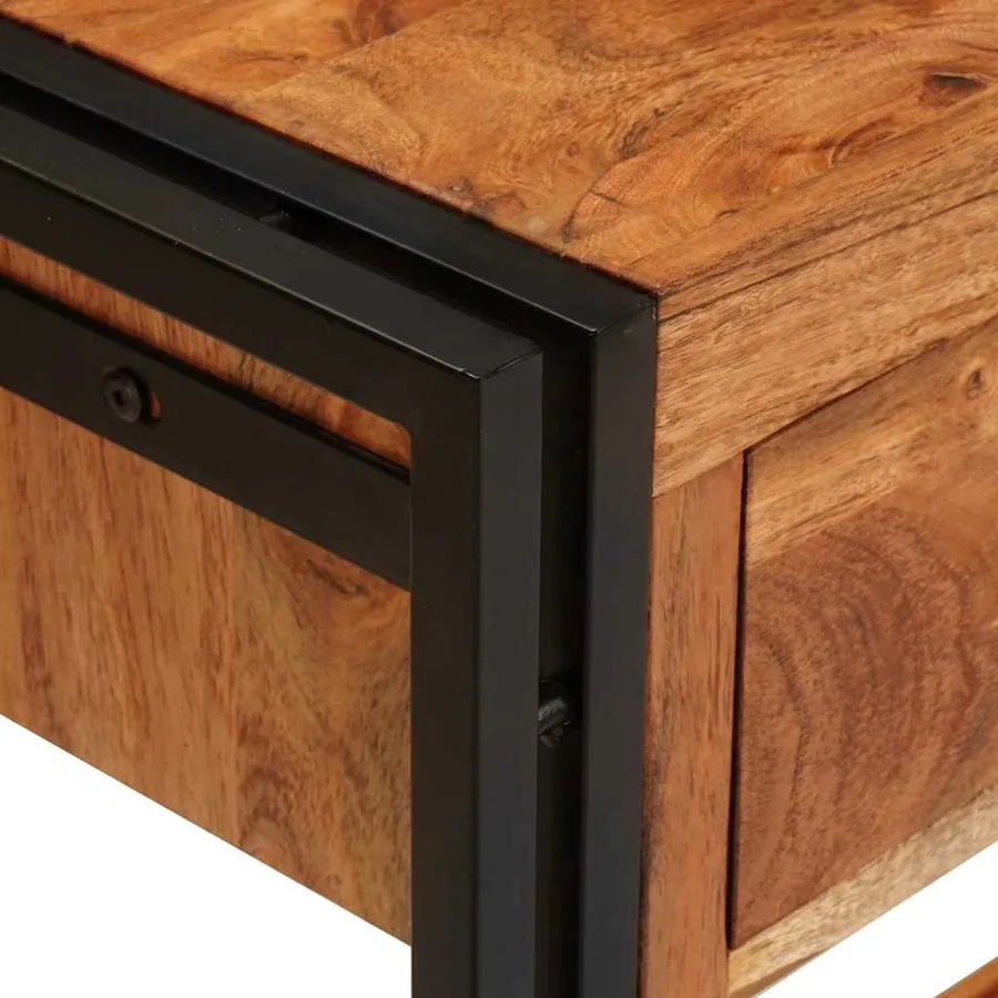 Tables console avec tiroir 2 pcs Marron Bois d'Acacia Massif - 8
