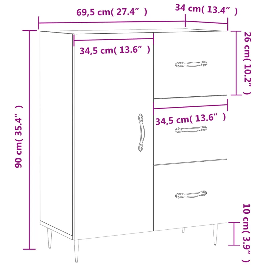 Buffet sonoma gris 69,5x34x90 cm bois d'ingénierie - 13