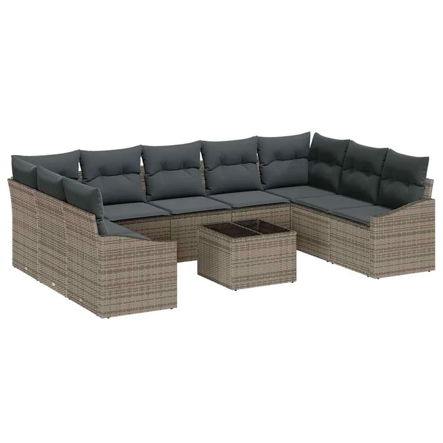 Ensemble de canapé de jardin avec stockage Gris clair polyrotin - 2