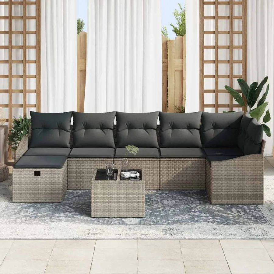 Ensemble de Canapés avec coussin 8 pcs polyrotin - 3