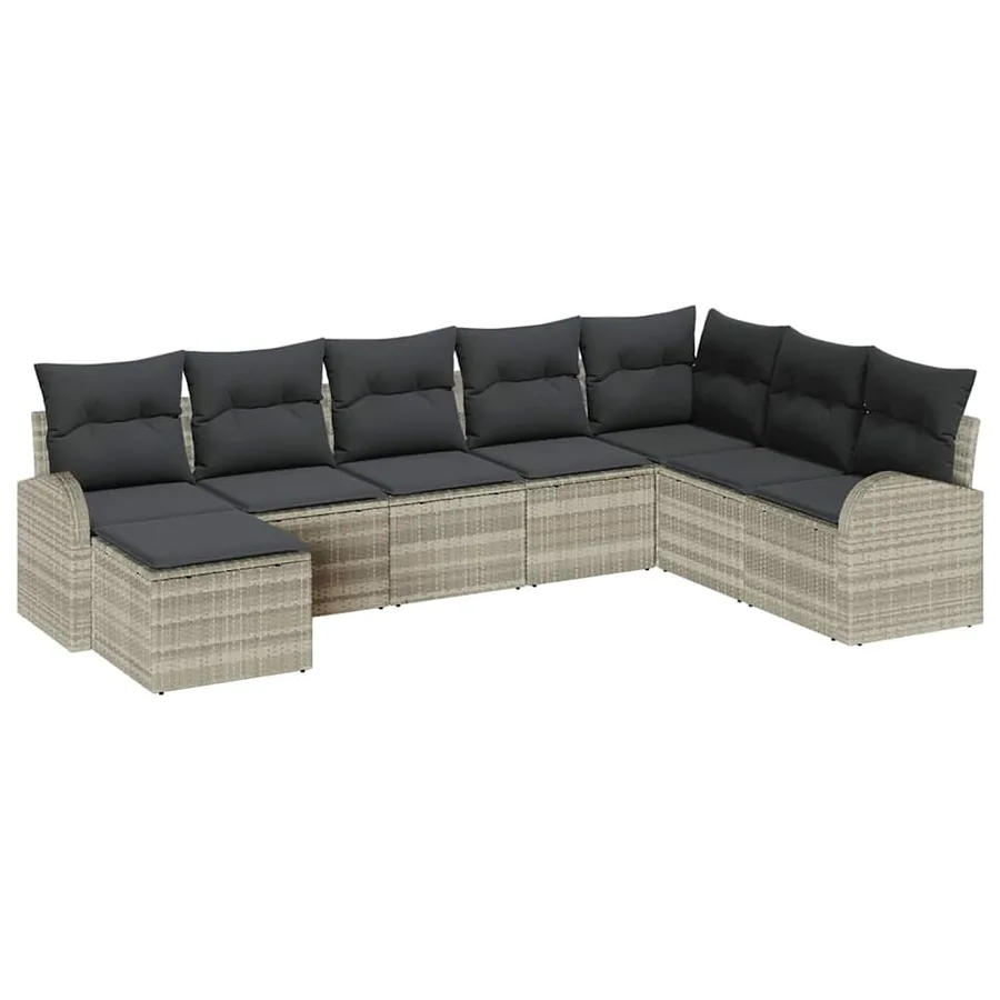 Ensemble de Canapés avec coussin 8 pcs Gris clair polyrotin - 2