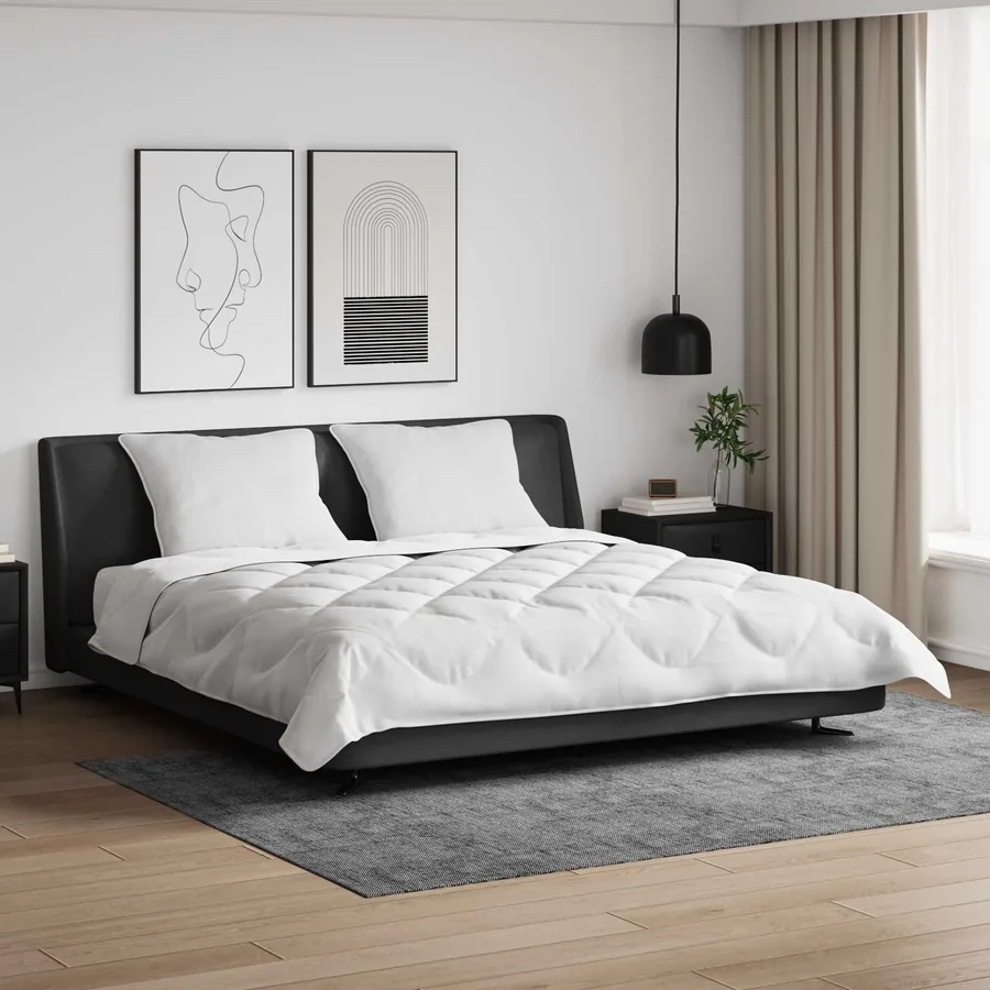 Ensemble de Duvet 3 pcs Blanc Microfibre et Plumes D'oie