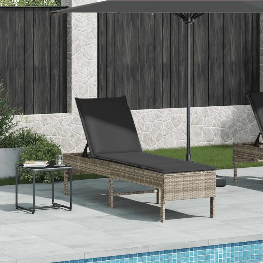 Transat avec coussin gris clair 55 x 200 x 44 cm en rotin synthétique - 3