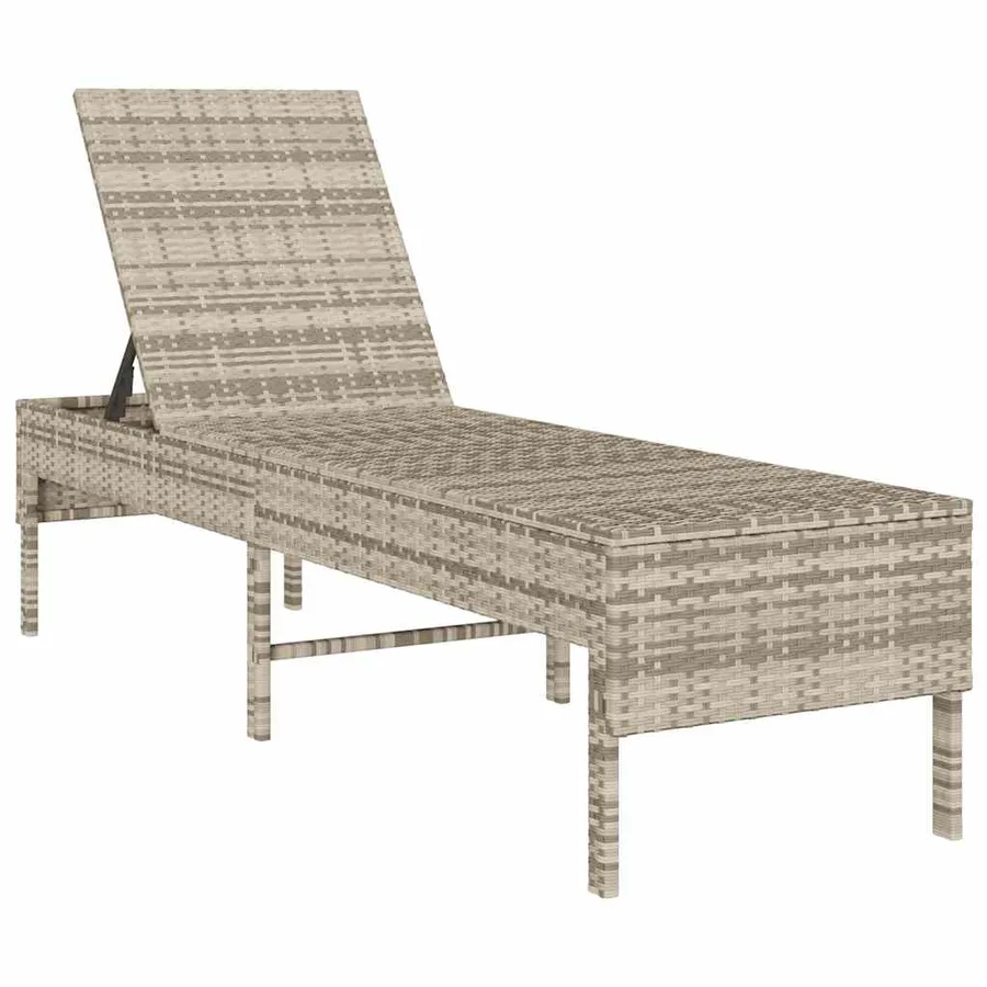 Transat avec coussin gris clair 55 x 200 x 44 cm en rotin synthétique - 4