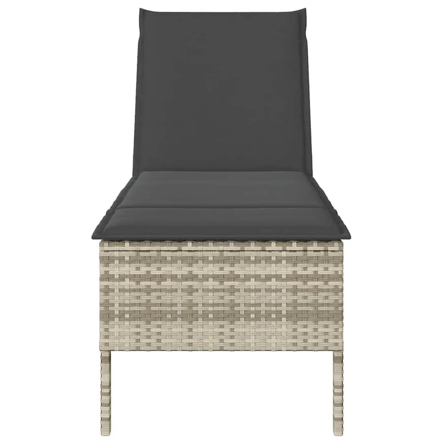 Transat avec coussin gris clair 55 x 200 x 44 cm en rotin synthétique - 5