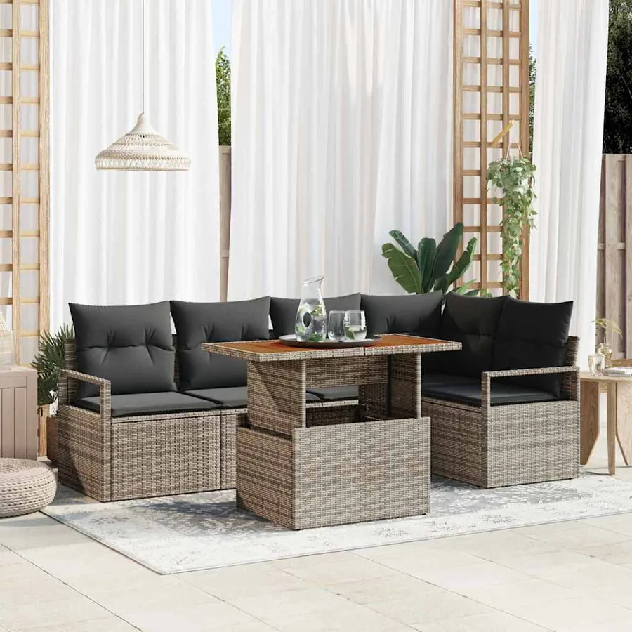 Ensemble de canapé de jardin 6 pc 5-Nombre de places