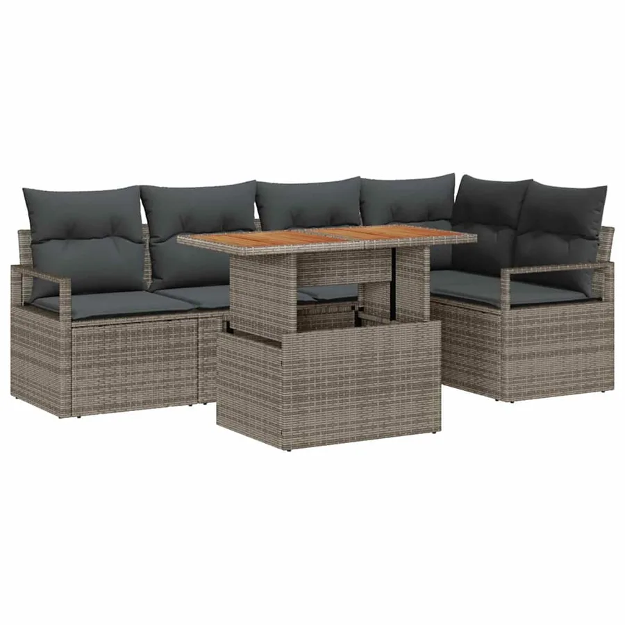 Ensemble de canapé de jardin 6 pc 5-Nombre de places - 2