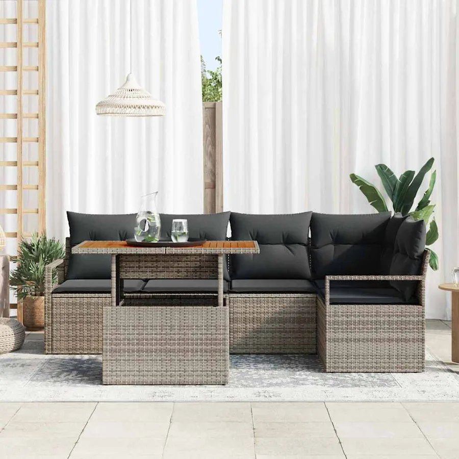 Ensemble de canapé de jardin 6 pc 5-Nombre de places - 3