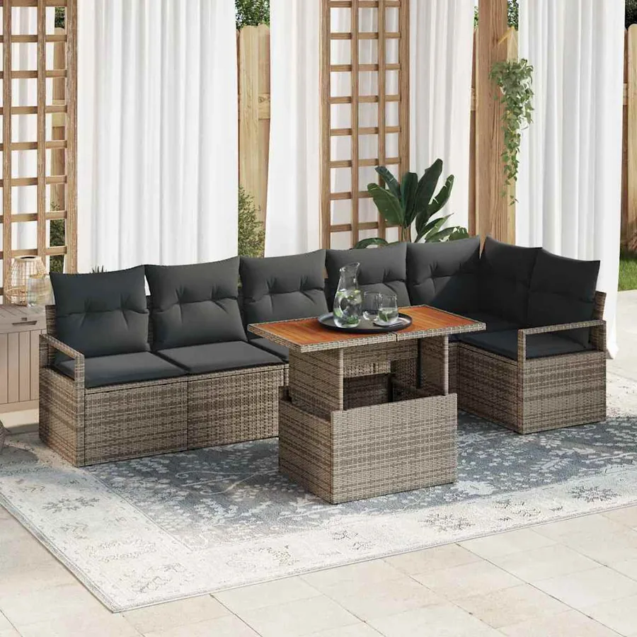 Ensemble de canapé de jardin 7 pc 6-Nombre de places