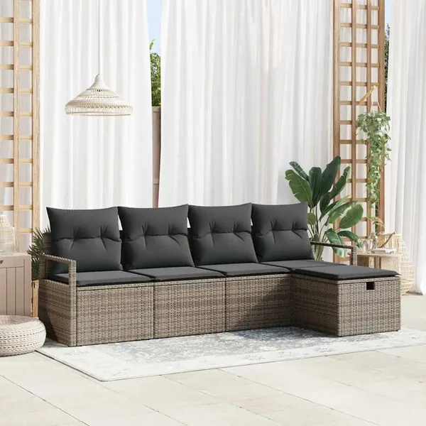 Ensemble de Canapés avec coussin avec stockage Gris polyrotin