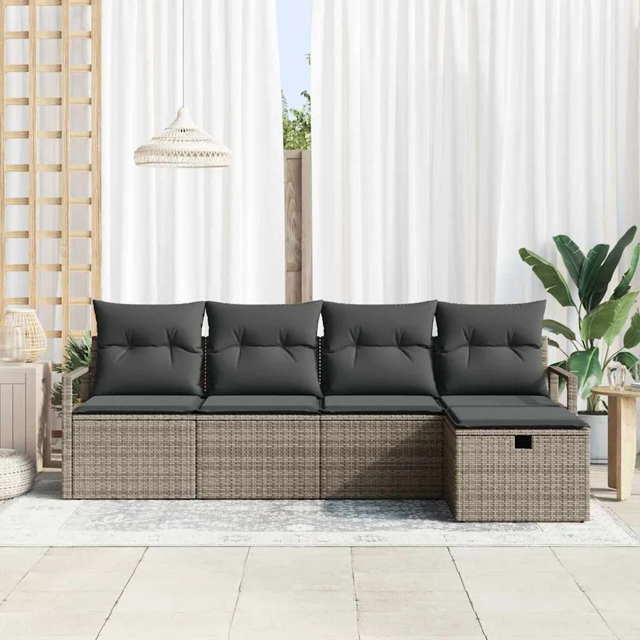 Ensemble de Canapés avec coussin avec stockage Gris polyrotin - 3