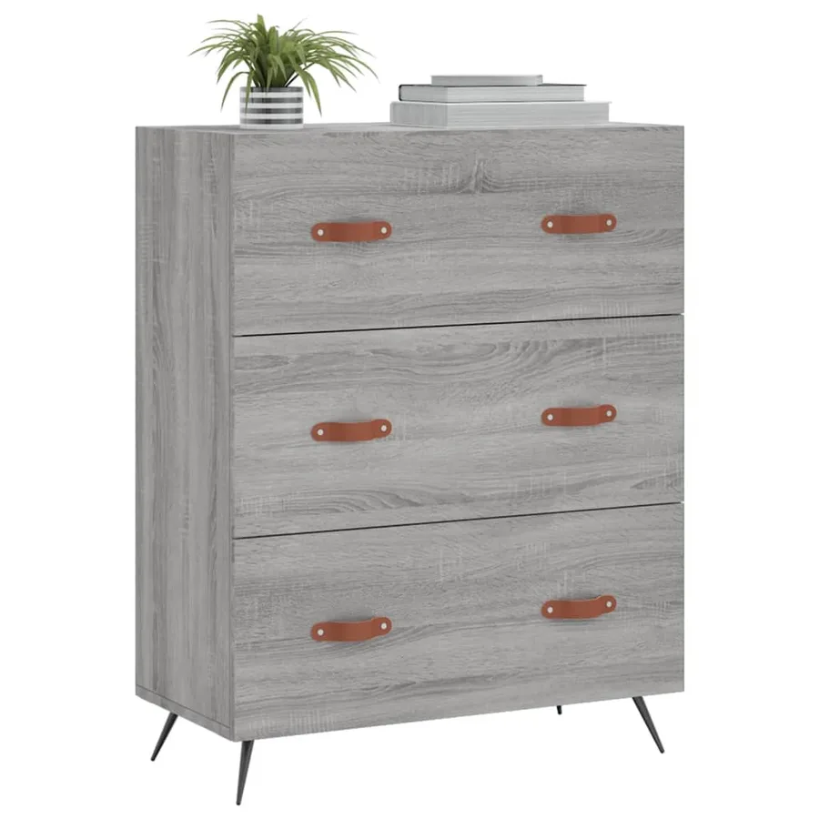 Commode sonoma gris 69,5 x 34 x 90 cm bois d'ingénierie - 3