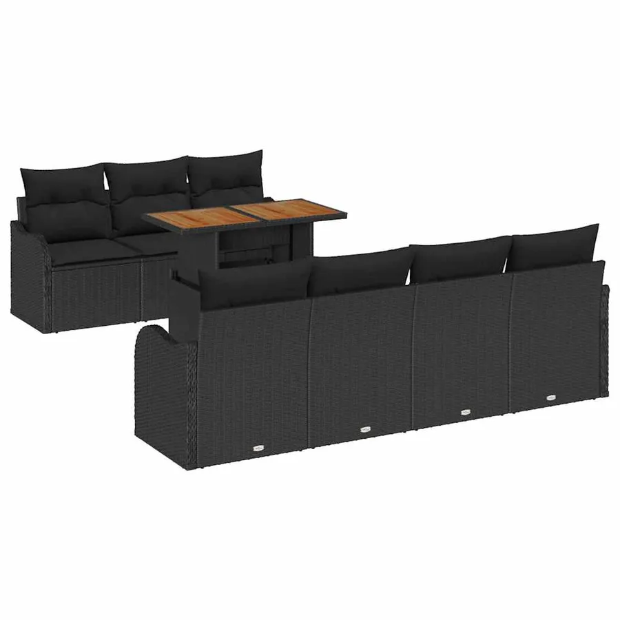 Ensemble de canapé de jardin avec coussin 8 pcs Noir - 2