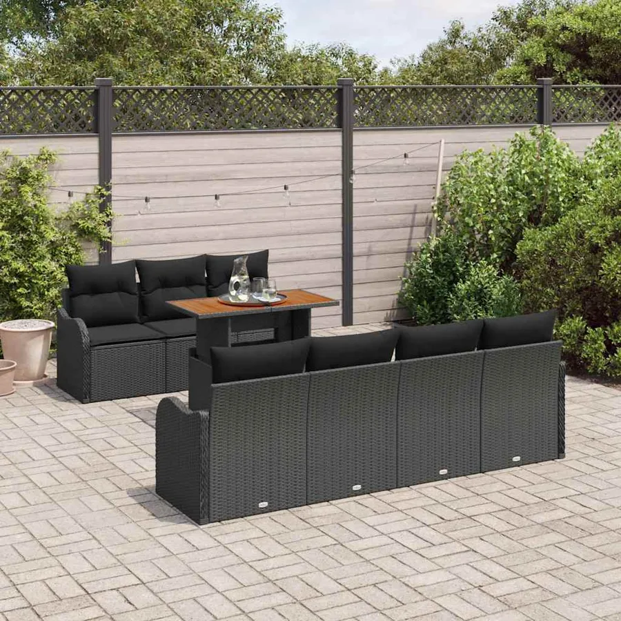 Ensemble de canapé de jardin avec coussin 8 pcs Noir - 3