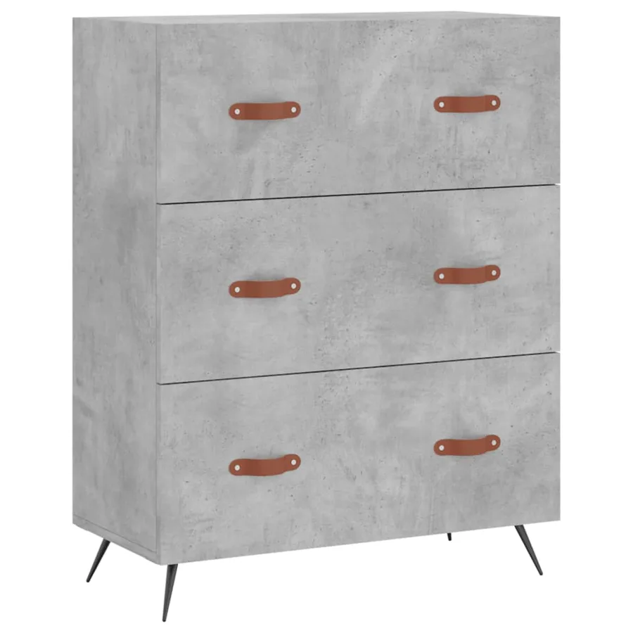 Commode gris béton 69,5 x 34 x 90 cm bois d'ingénierie - 2