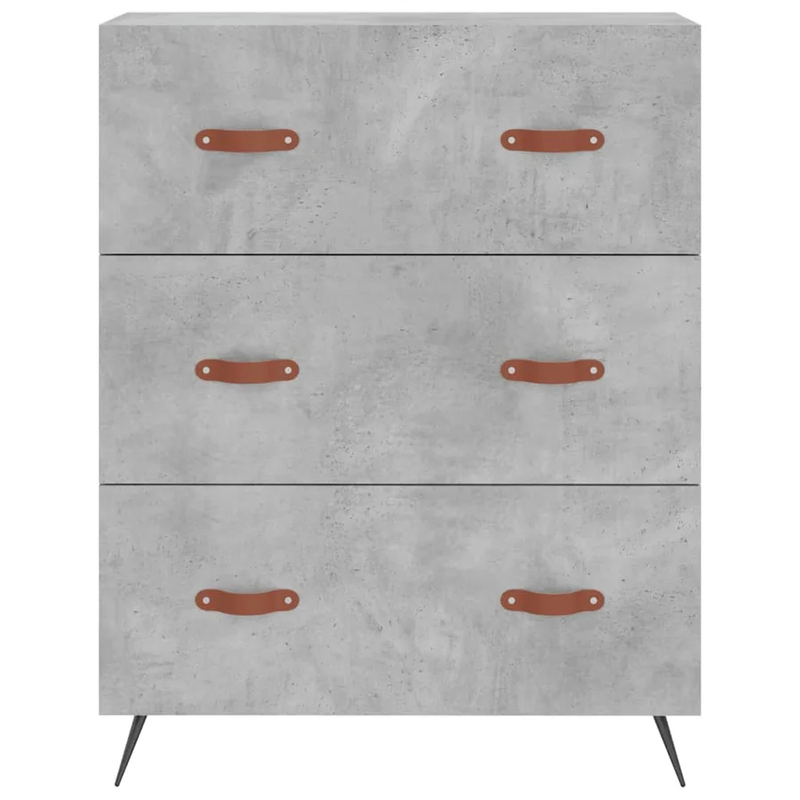 Commode gris béton 69,5 x 34 x 90 cm bois d'ingénierie - 5