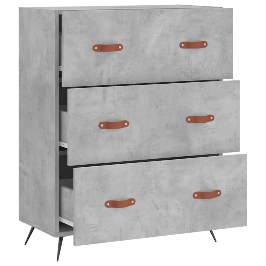 Commode gris béton 69,5 x 34 x 90 cm bois d'ingénierie - 6