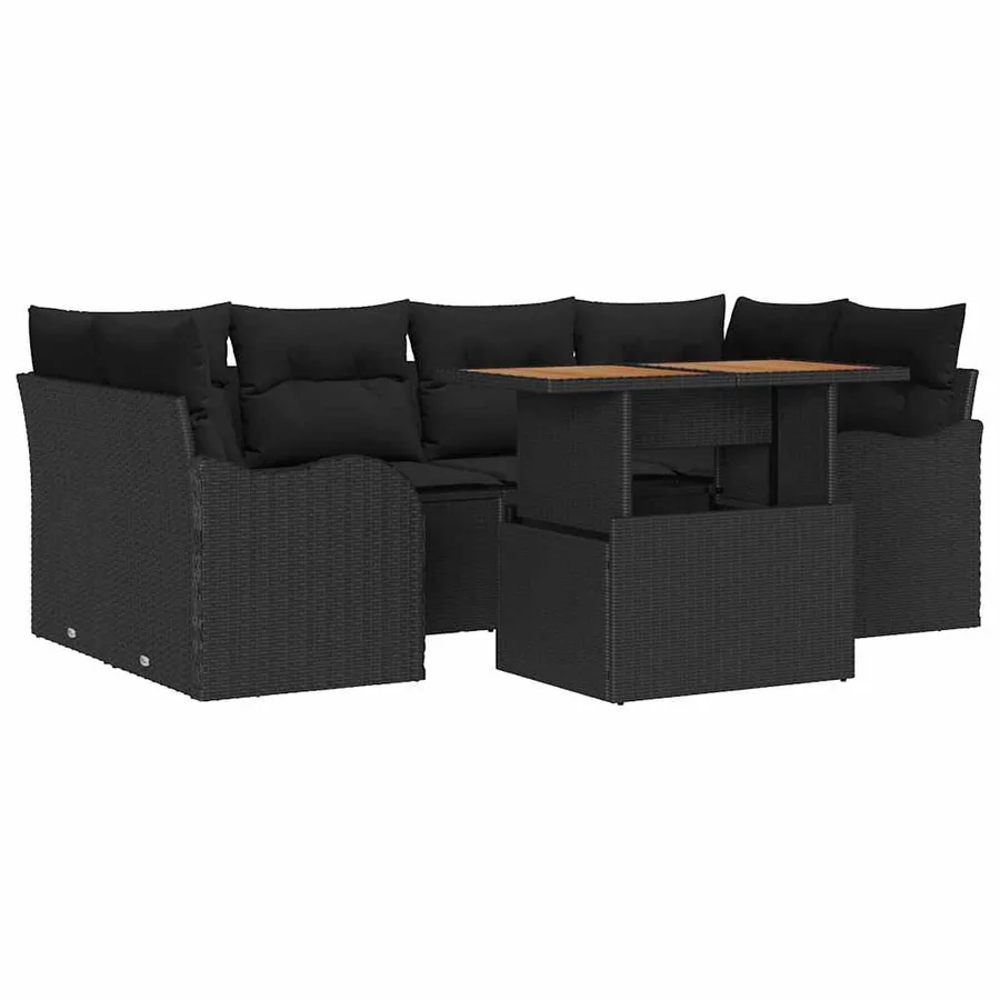 Ensemble de canapé de jardin avec coussin 7 pcs Noir - 2