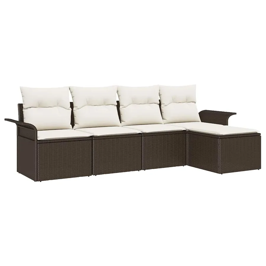 Ensemble de canapé de jardin 5 pcs Marron polyrotin - 2