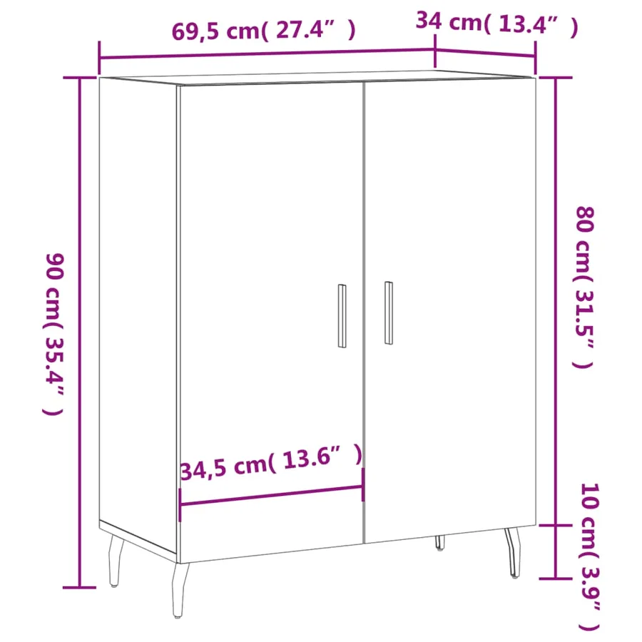 Buffet chêne sonoma 69,5x34x90 cm bois d'ingénierie - 12