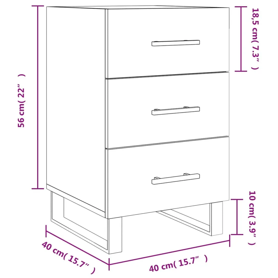 Table de chevet sonoma gris 40x40x66 cm bois d'ingénierie - 12
