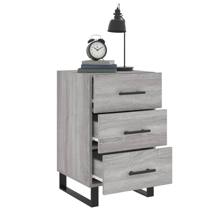 Table de chevet sonoma gris 40x40x66 cm bois d'ingénierie - 4