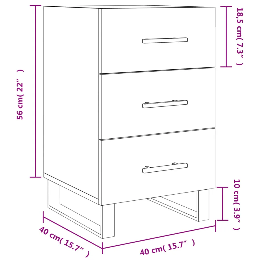 Table de chevet blanc 40x40x66 cm bois d'ingénierie - 12