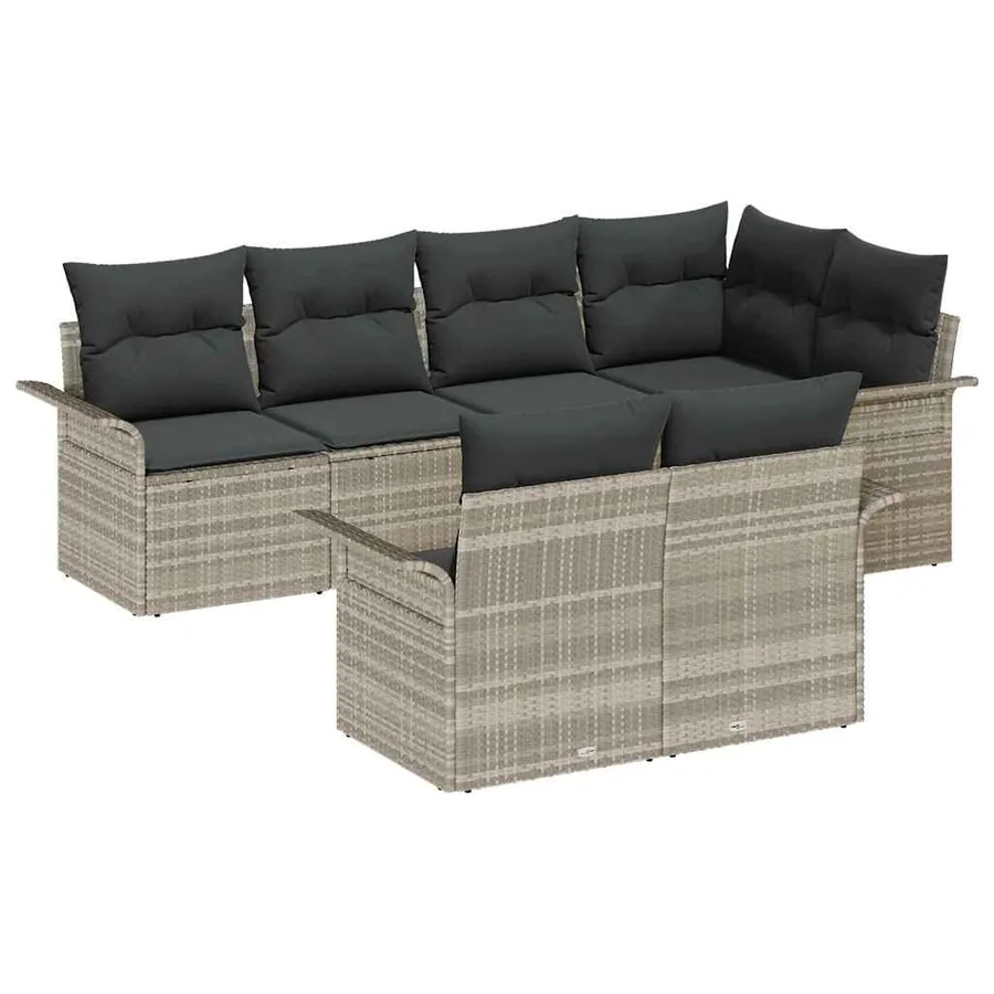 Ensemble de canapé de jardin 7 pcs Gris clair polyrotin - 2