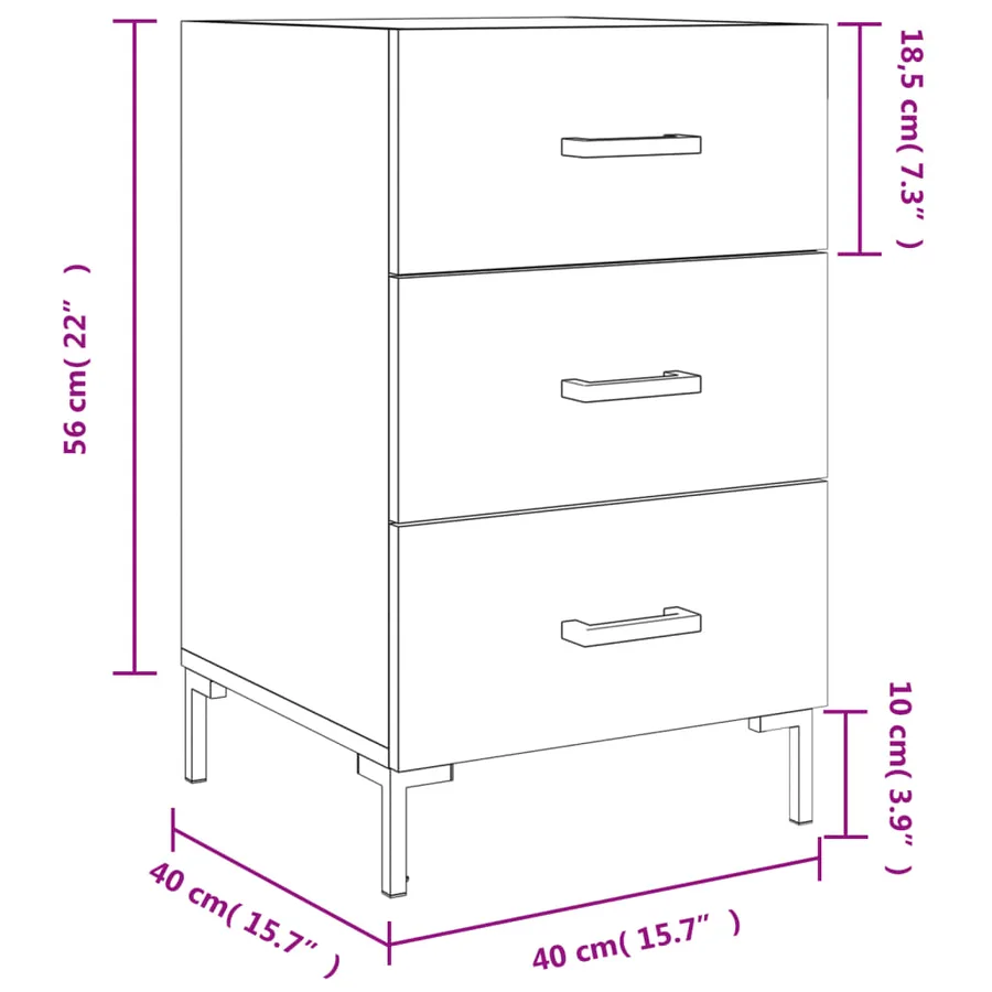 Table de chevet chêne fumé 40x40x66 cm bois d'ingénierie - 12
