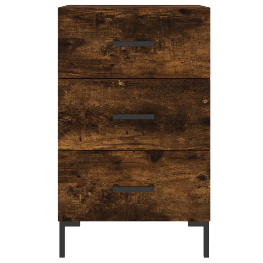 Table de chevet chêne fumé 40x40x66 cm bois d'ingénierie - 5