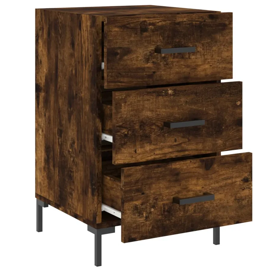 Table de chevet chêne fumé 40x40x66 cm bois d'ingénierie - 7