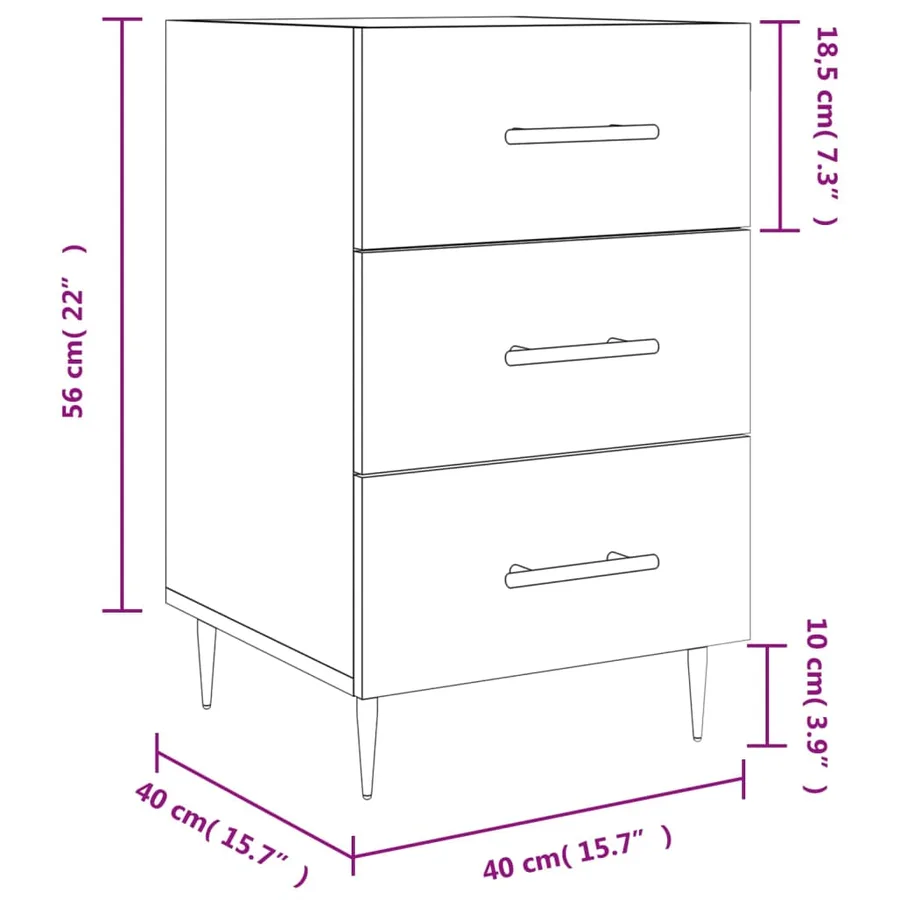 Table de chevet sonoma gris 40x40x66 cm bois d'ingénierie - 12