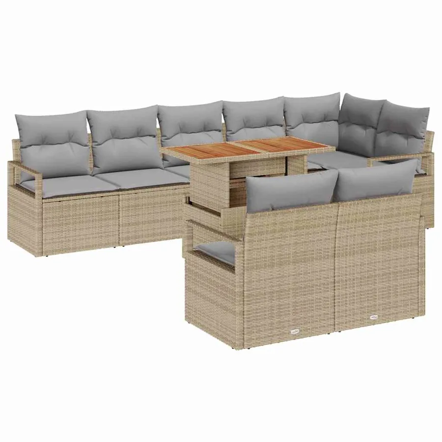 Ensemble de canapé de jardin 9 pc 8-Nombre de places - 2