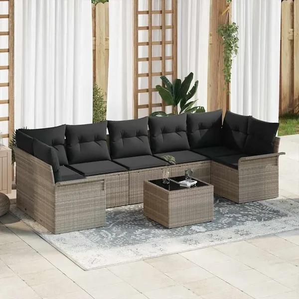 Ensemble de canapé de jardin 8 pcs Gris clair et gris foncé