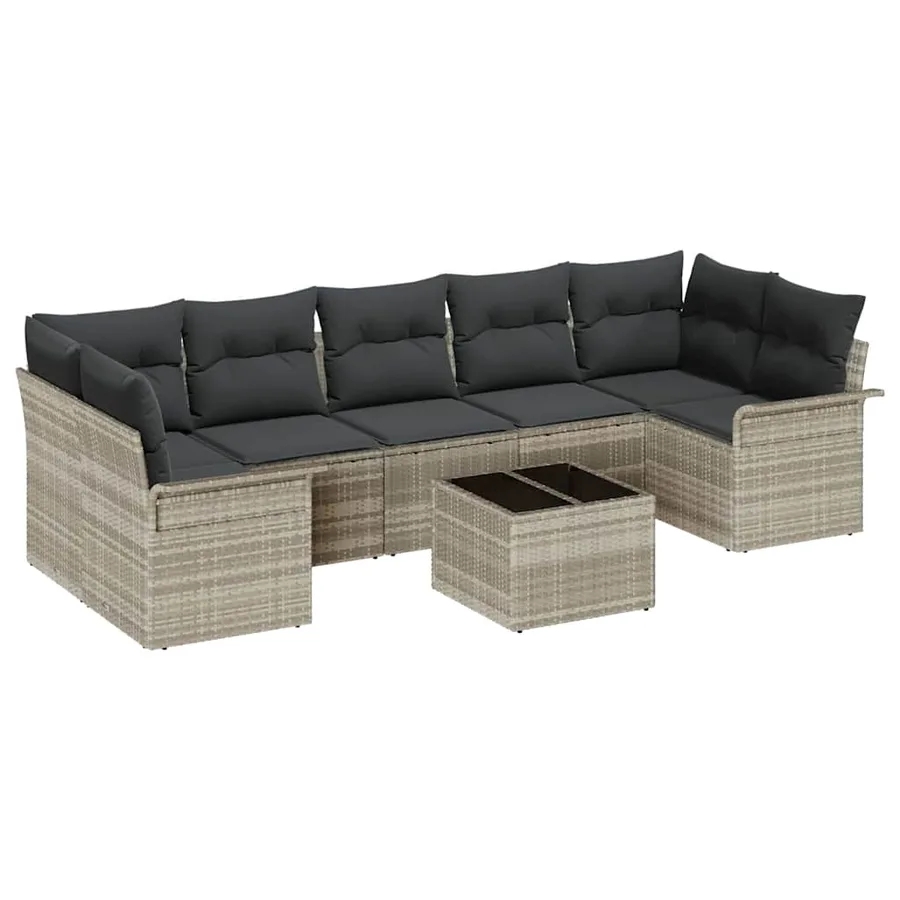 Ensemble de canapé de jardin 8 pcs Gris clair et gris foncé - 2