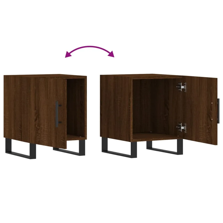 Tables de chevet 2pcs chêne marron 40x40x50cm bois d'ingénierie - 10