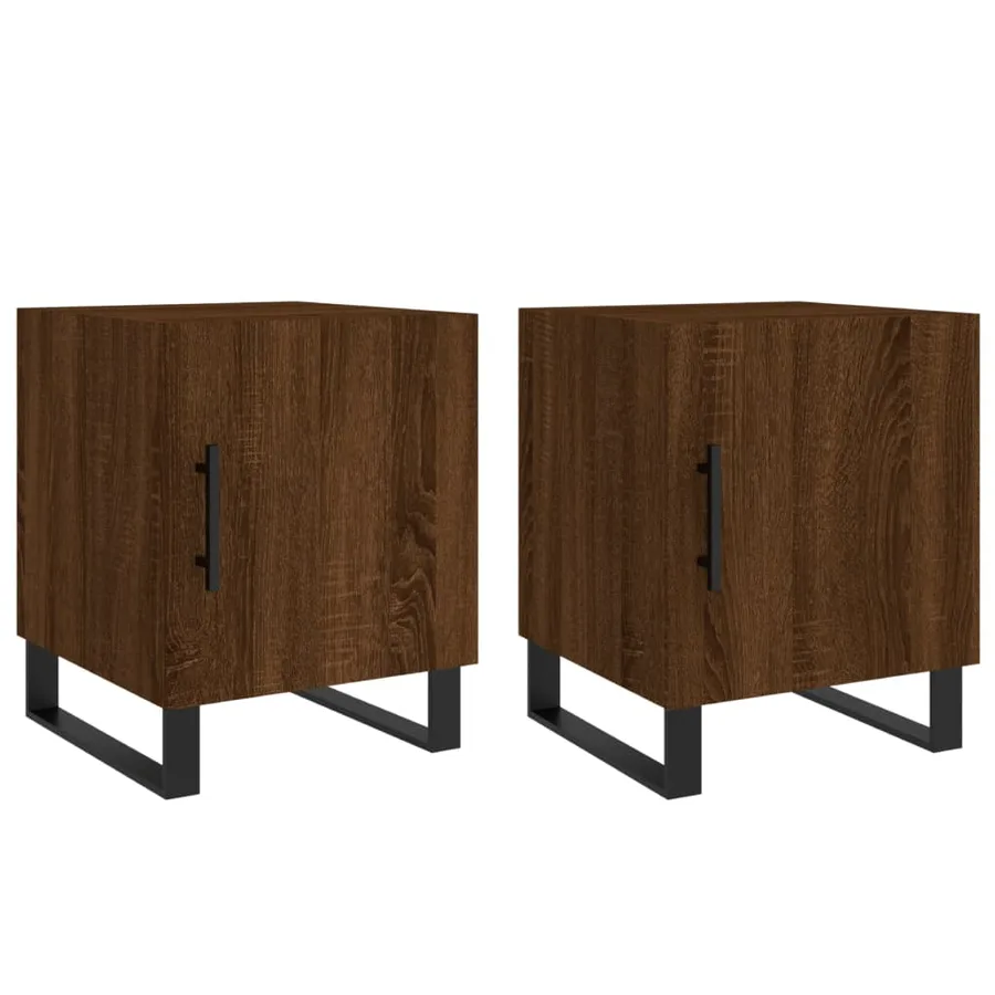 Tables de chevet 2pcs chêne marron 40x40x50cm bois d'ingénierie - 2