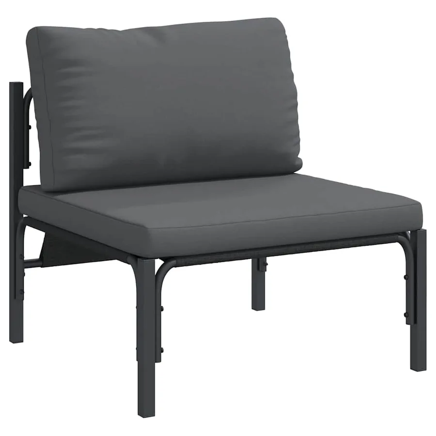 Ensemble de canapé de jardin avec coussin 3 pcs Noir Acier - 6