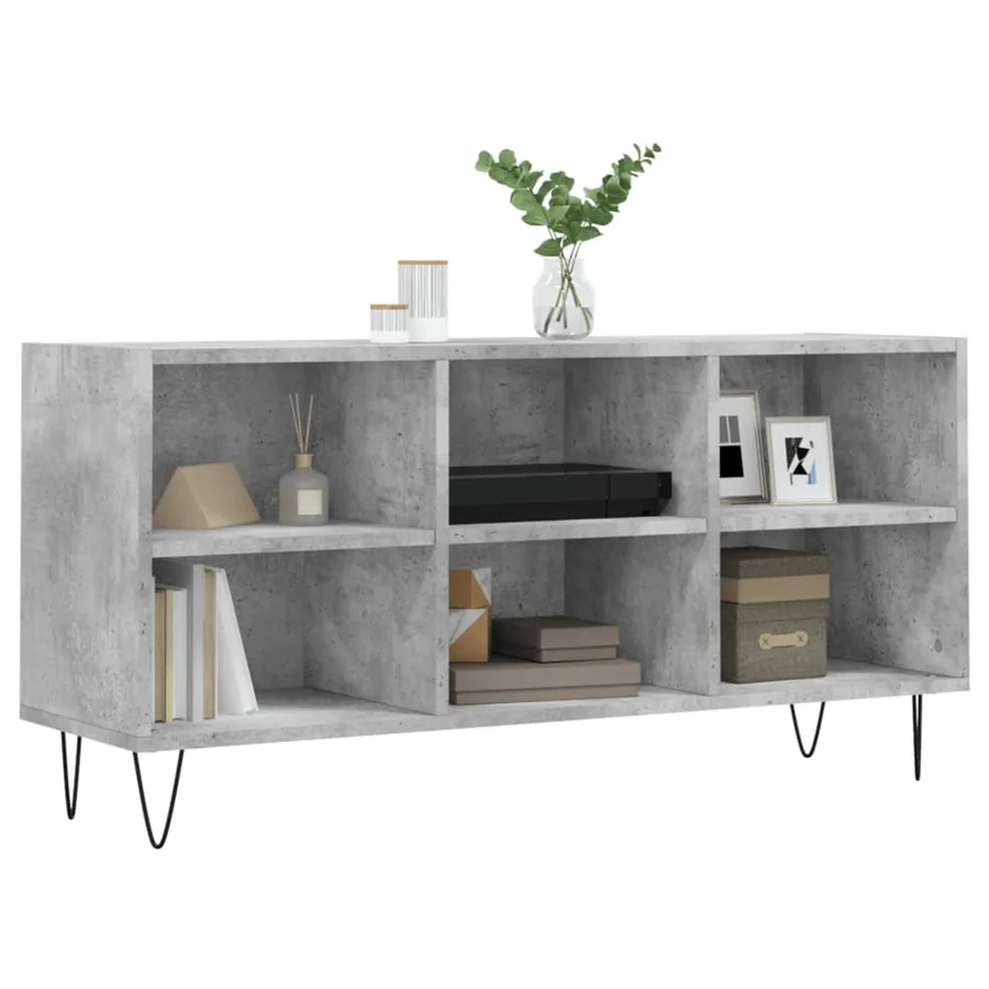 Meuble TV gris béton 103,5x30x50 cm bois d'ingénierie - 3