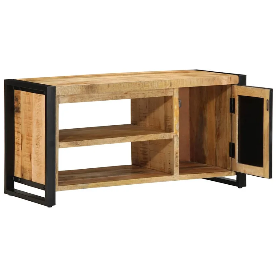 Banc à chaussures Marron Bois de manguier massif - 3