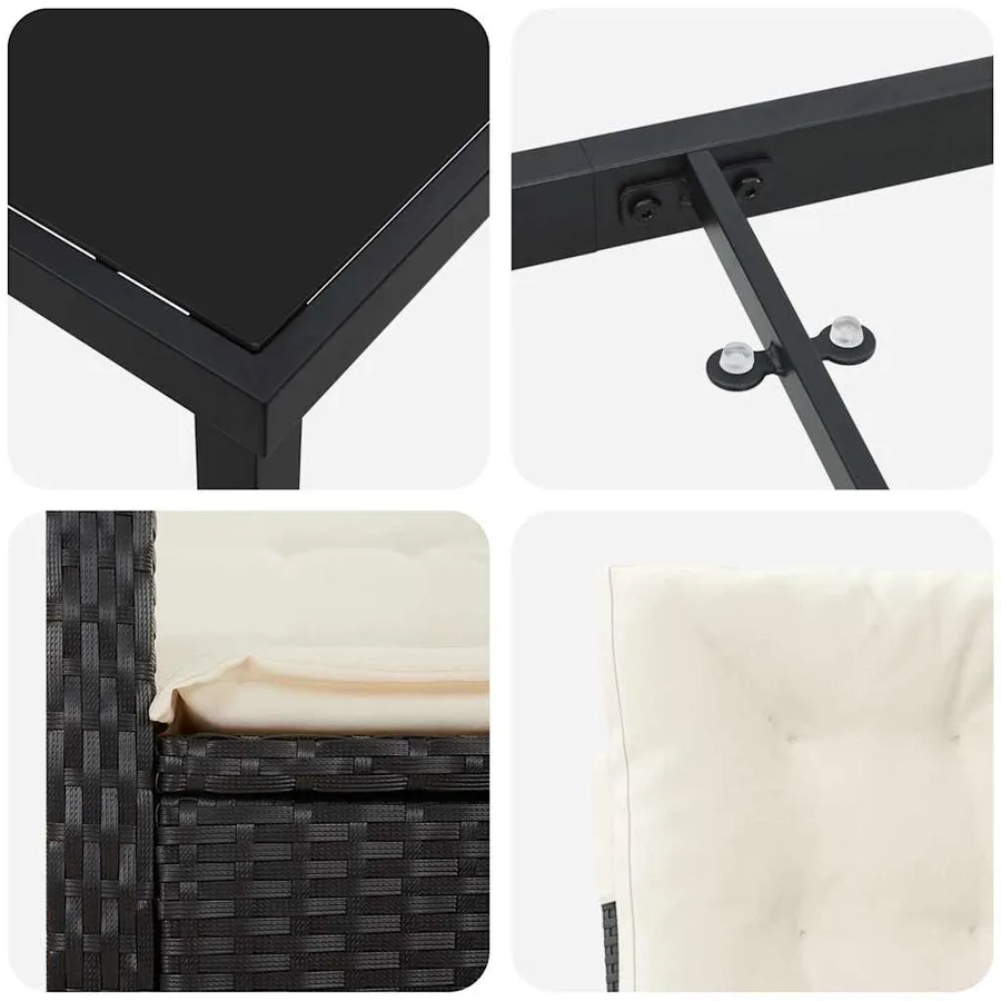 Ensemble de salle à manger pour jardin 9 pcs Noir polyrotin - 9