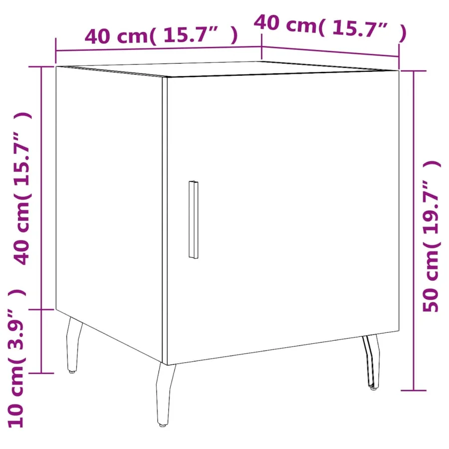Table de chevet chêne fumé 40x40x50 cm bois d'ingénierie - 13