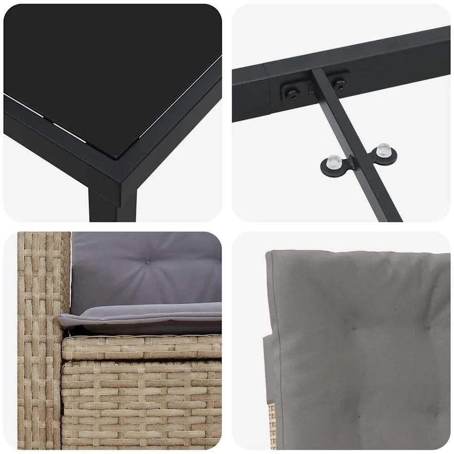 Ensemble de salle à manger pour jardin 5 pcs Beige polyrotin - 9