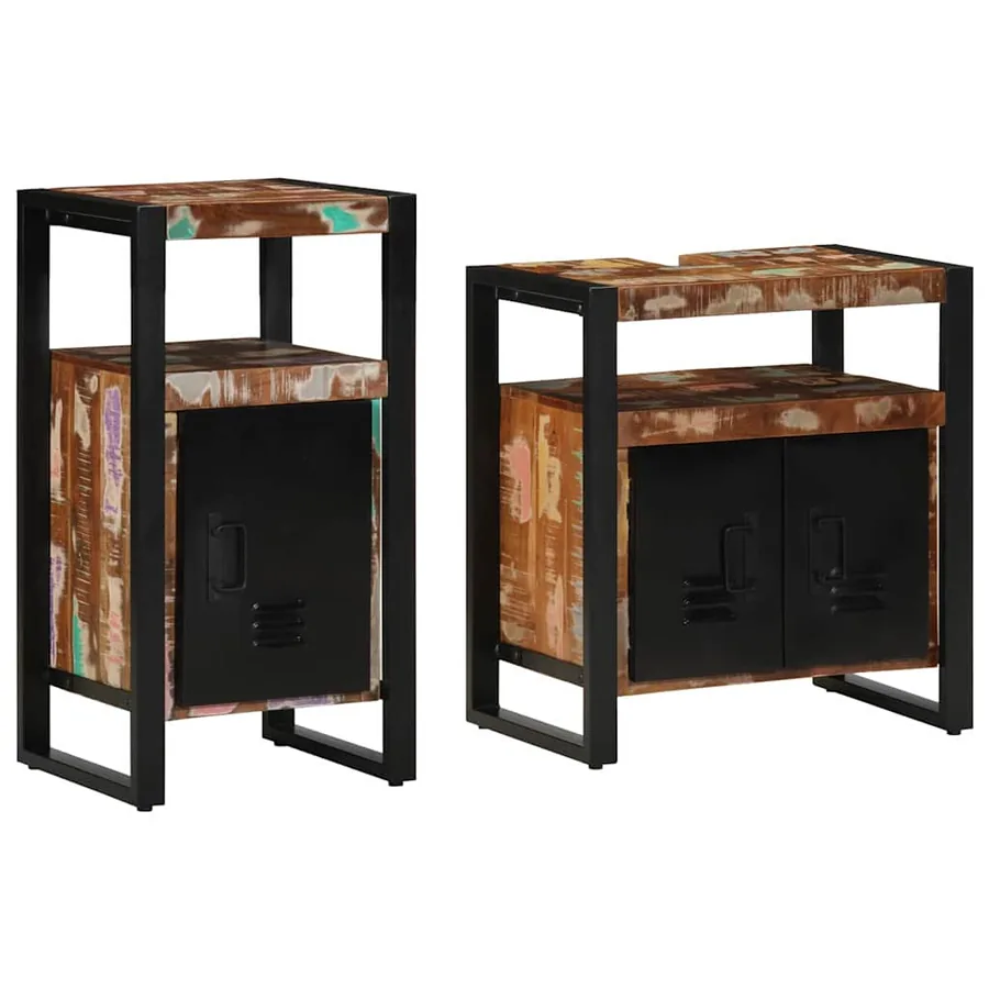 Ensemble de mobilier de salle de bain 2 pcs Bois massif recyclé