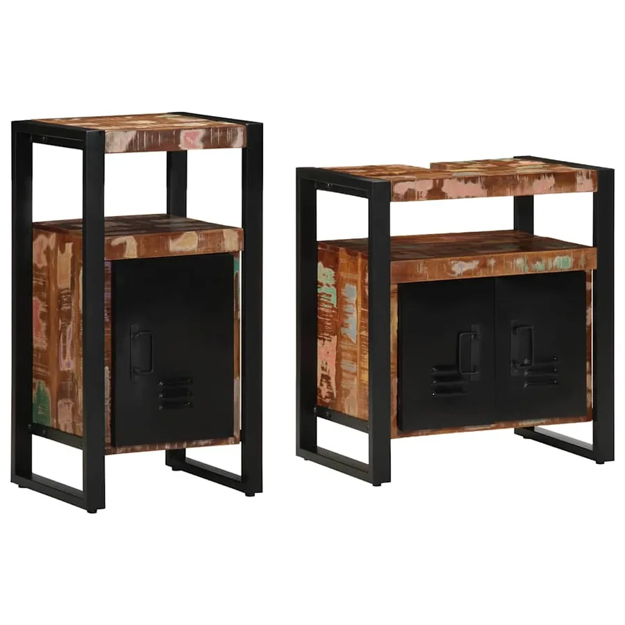 Ensemble de mobilier de salle de bain 2 pcs Bois massif recyclé - 2