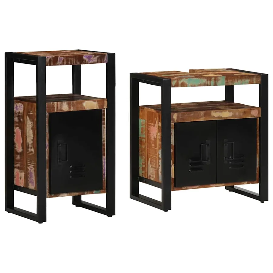 Ensemble de mobilier de salle de bain 2 pcs Bois massif recyclé - 3